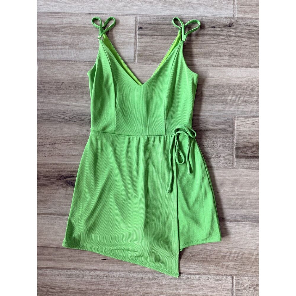 bebe Lime Green V-Neck Wrap Tie Romper Size XS NWOT